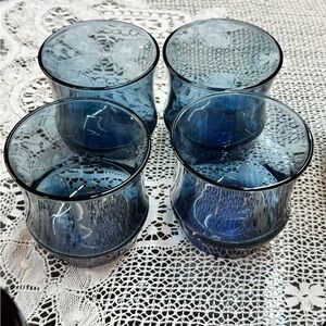 Vintage Apollo Libby Set of Four Blue Glass Tumblers